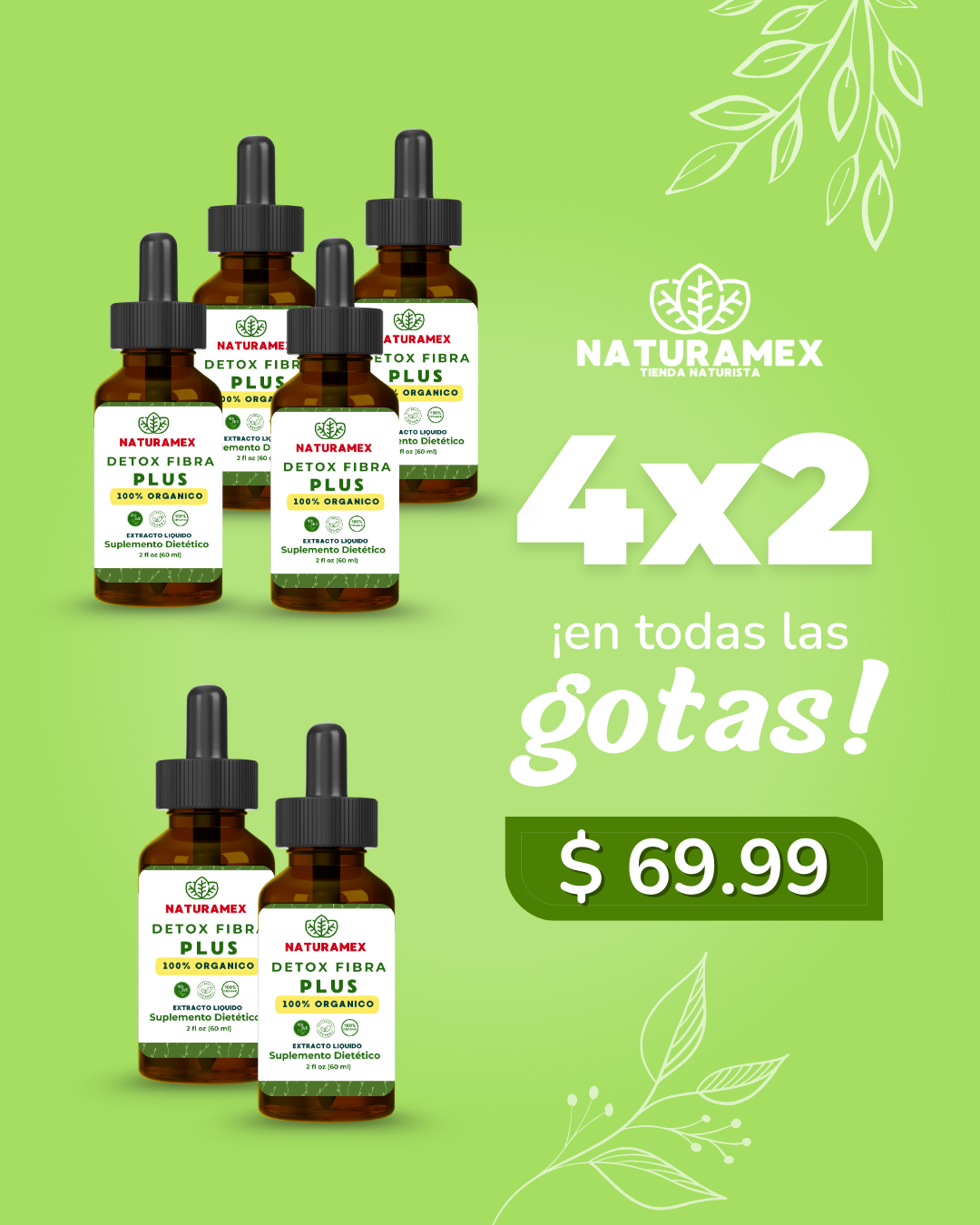 4x2 Detox Ultra Plus 60 ml - Alcachofa + Vinagre de Manzana